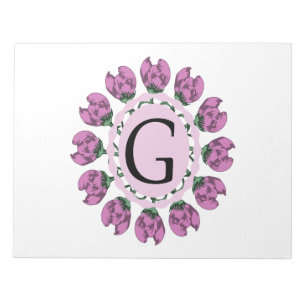 Capital letter G floral monogram Notepad