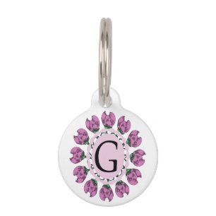 Capital letter G floral monogram Pet Tag