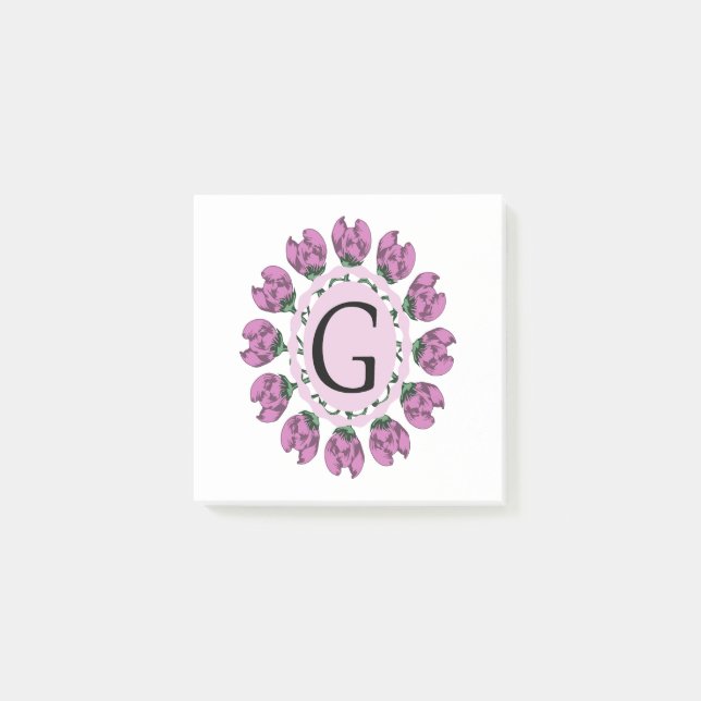 Capital letter G floral monogram Post-it Notes (Front)