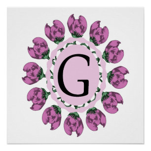 Capital letter G floral monogram Poster