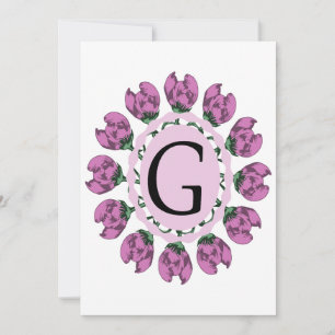 Capital letter G floral monogram Thank You Card