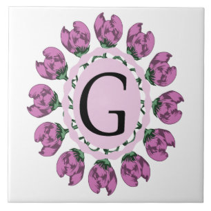 Capital letter G floral monogram Tile