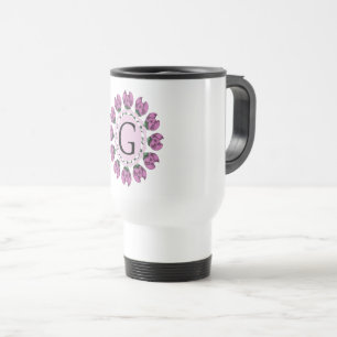 Capital letter G floral monogram Travel Mug