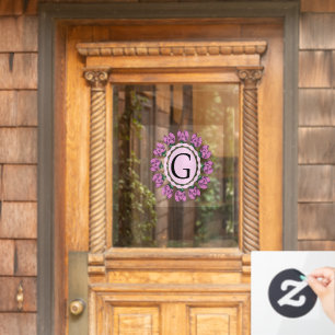 Capital letter G floral monogram Window Cling