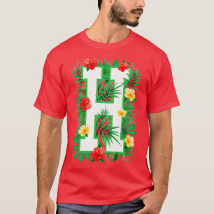 Capital Letter H Alphabet Monogram Initial Flower  T-Shirt