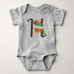 Capital letter H floral monogram Baby Bodysuit