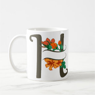 Capital letter H floral monogram Coffee Mug