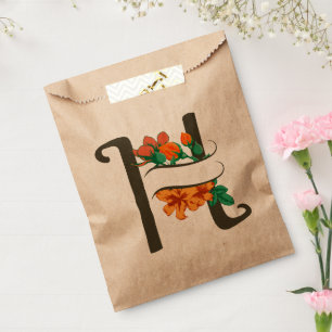 Capital letter H floral monogram Favour Bags