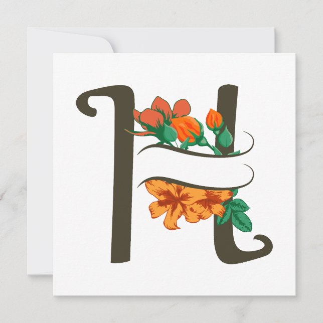 Capital letter H floral monogram Invitation (Front)
