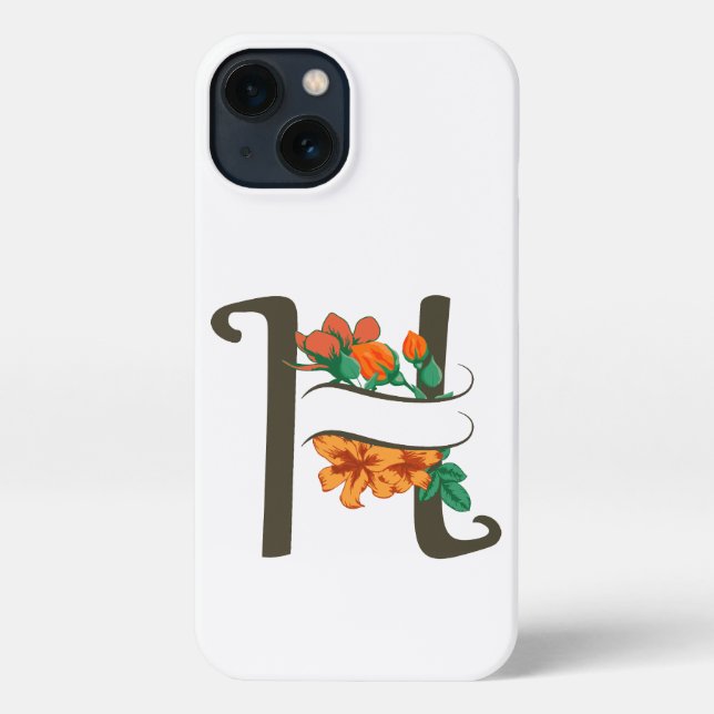 Capital letter H floral monogram iPhone Case (Back)