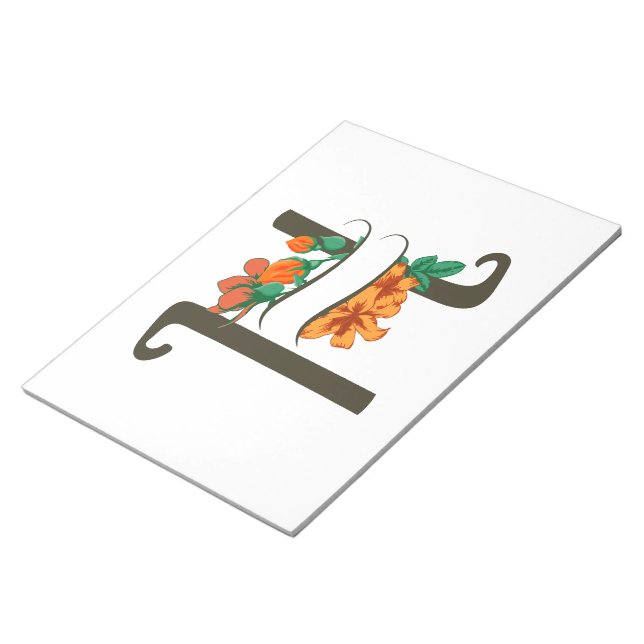 Capital letter H floral monogram Notepad (Angled)