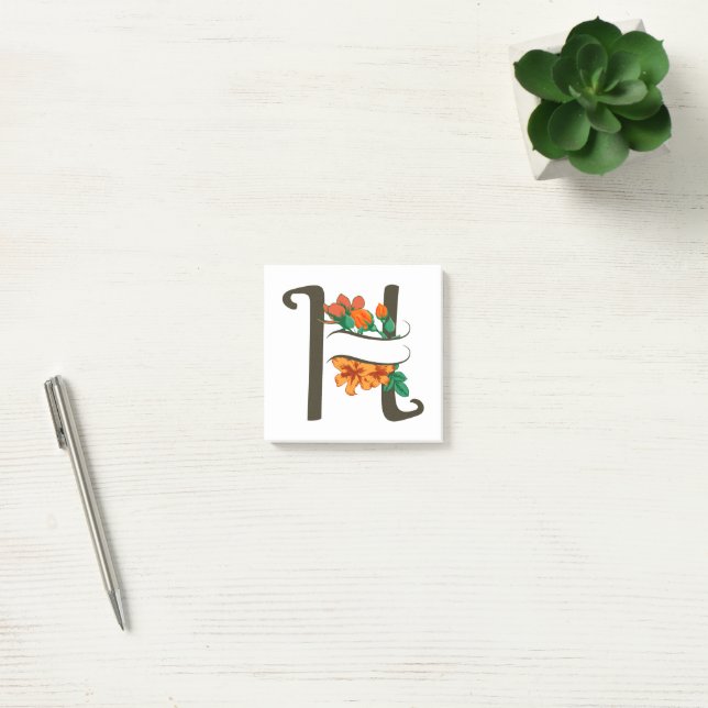 Capital letter H floral monogram Post-it Notes (Office)