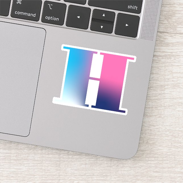 Capital Letter H Monogram Gradient Pink Blue White (Detail)
