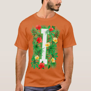 Capital Letter I Alphabet Monogram Initial Flower T-Shirt
