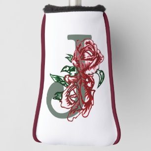 Capital letter J floral monogram Golf Head Cover