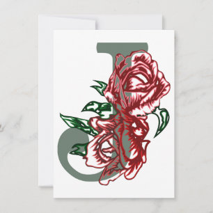 Capital letter J floral monogram Invitation