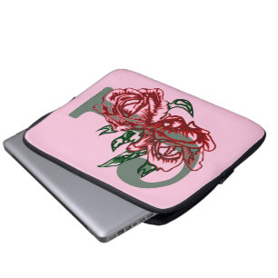 Capital letter J floral monogram Laptop Sleeve