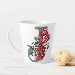 Capital letter J floral monogram Latte Mug