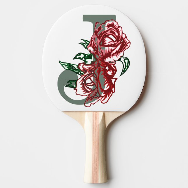 Capital letter J floral monogram Ping Pong Paddle (Front)