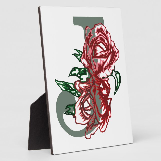 Capital letter J floral monogram Plaque (Side)