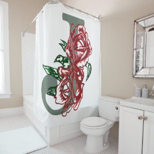 Capital letter J floral monogram Shower Curtain
