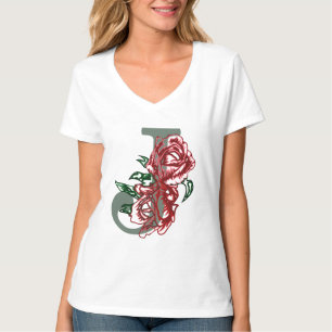 Capital letter J floral monogram T-Shirt