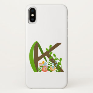Capital letter K floral monogram iPhone X Case