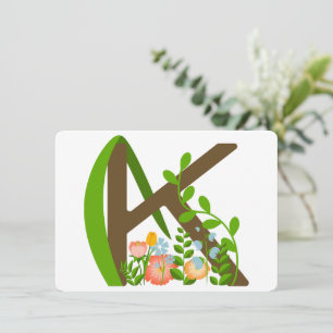 Capital letter K floral monogram Invitation
