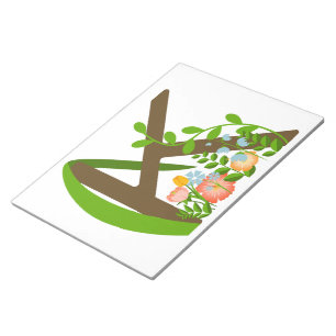 Capital letter K floral monogram Notepad