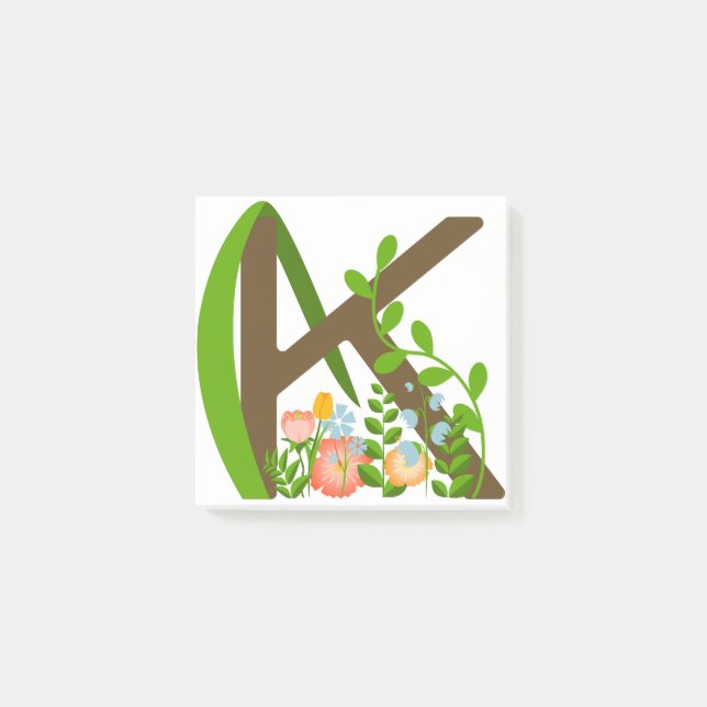 Capital letter K floral monogram Post-it Notes (Front)