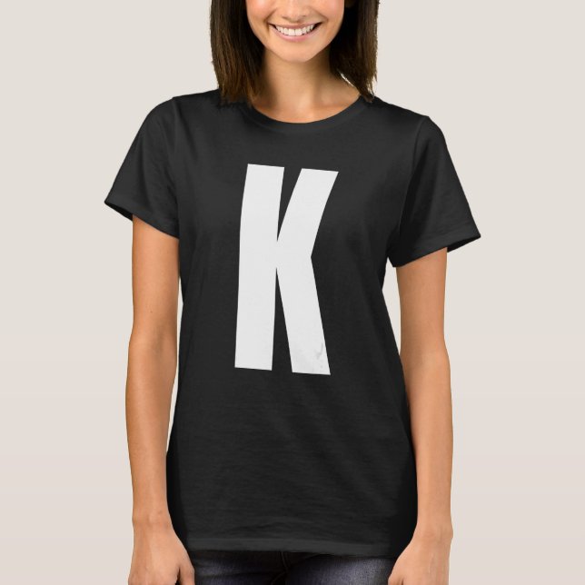 Capital Letter K Monogram Anton Font Initial Alpha T-Shirt (Front)