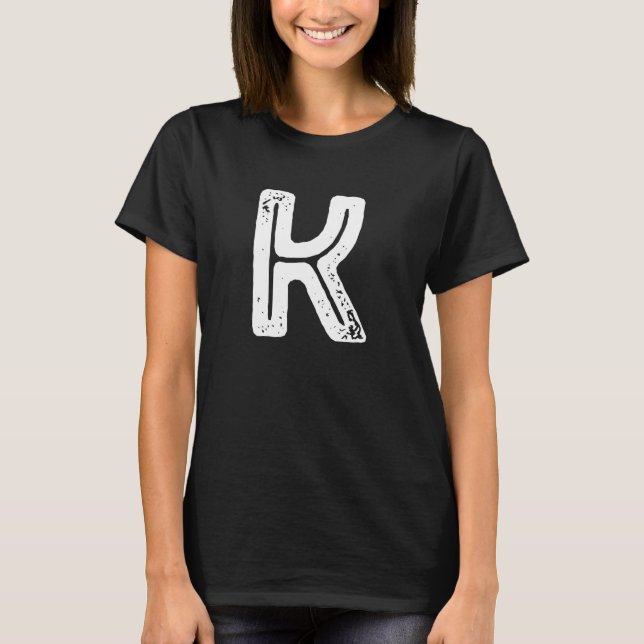 Capital Letter K Monogram Rust Font Initial Alphab T-Shirt (Front)