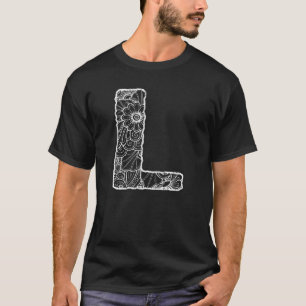 Capital Letter L  Floral Chic Boho Abstract Doodle T-Shirt