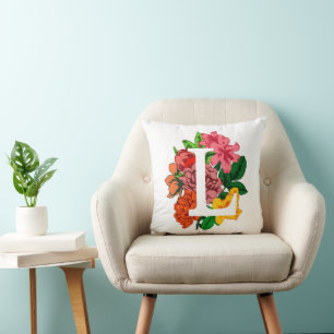 Capital letter L floral monogram Cushion