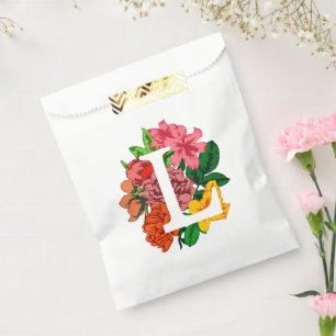 Capital letter L floral monogram Favour Bags
