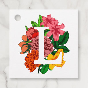 Capital letter L floral monogram Favour Tags