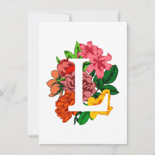 Capital letter L floral monogram Invitation