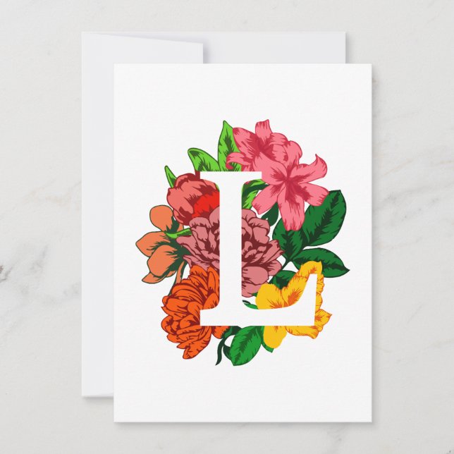 Capital letter L floral monogram Invitation (Front)