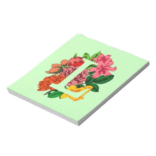 Capital letter L floral monogram Notepad (Rotated)