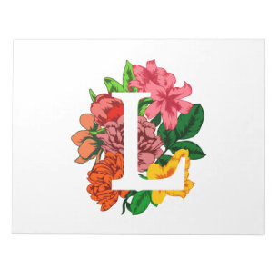 Capital letter L floral monogram Notepad
