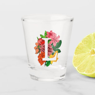 Capital letter L floral monogram Shot Glass