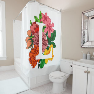 Capital letter L floral monogram Shower Curtain