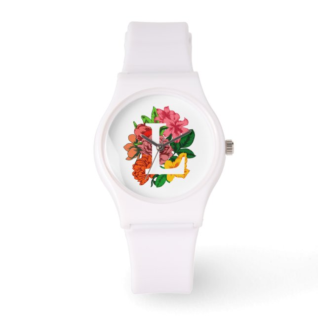 Capital letter L floral monogram Watch (Front)