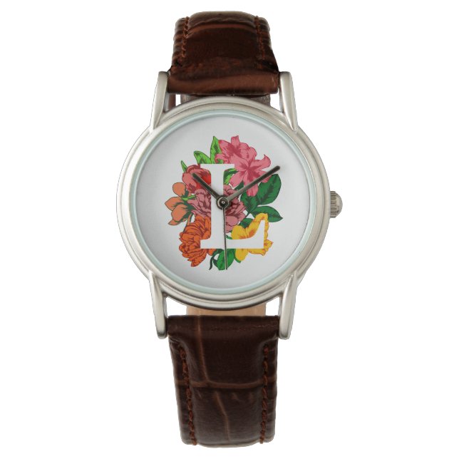 Capital letter L floral monogram Watch (Front)