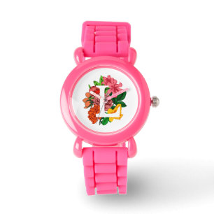 Capital letter L floral monogram Watch