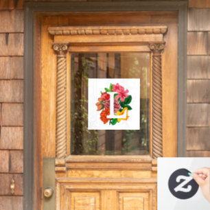 Capital letter L floral monogram Window Cling