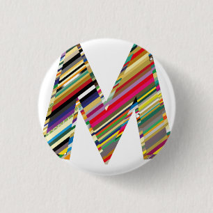 CAPITAL Letter M Multicolored, 3 Cm Round Badge