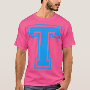 Capital Letter Name Initial Monogram T Blue Text T-Shirt