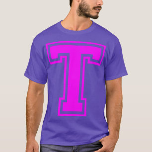 Capital Letter Name Initial Monogram T Pink Text T-Shirt