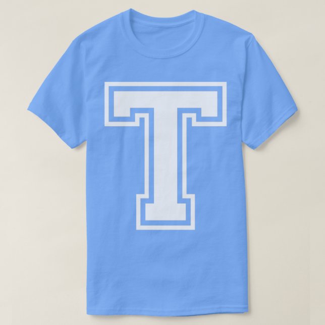Capital Letter Name Initial Monogram T White Text T-Shirt (Design Front)
